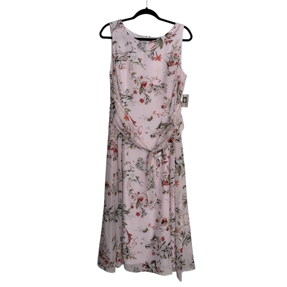 Anne Klein Pink Ruffled Wrap Midi Dress